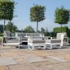 Maze Lounge Outdoor Fabric Amalfi White 3 Seat Sofa Set With Rectangular Fire Pit Table