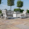 Maze Lounge Outdoor Fabric Amalfi White 3 Seat Sofa Set With Rectangular Fire Pit Table