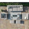 Maze Lounge Outdoor Fabric Amalfi White 3 Seat Sofa Set With Rectangular Fire Pit Table