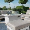 Maze Lounge Outdoor Fabric Amalfi White 3 Seat Sofa Set With Rectangular Fire Pit Table
