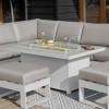 Maze Lounge Outdoor Fabric Amalfi White Large Corner Group Sofa Set With Fire Pit Table