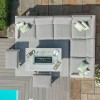 Maze Lounge Outdoor Fabric Amalfi White Large Corner Group Sofa Set With Fire Pit Table