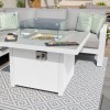 Maze Lounge Outdoor Fabric Amalfi White Small Corner Group Sofa Set With Fire Pit Table