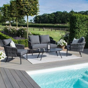 Maze Lounge Outdoor Fabric Marina Rope Weave Charcoal 2 Seat Sofa Set with Coffee Table MAR-101010 Maze Lounge Outdoor Marina Rope Weave Charcoal 2 Seat Sofa Set with Coffee Table