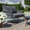 Maze Lounge Outdoor Fabric Marina Rope Weave Charcoal 2 Seat Sofa Set with Coffee Table