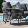 Maze Lounge Outdoor Marina Rope Weave Charcoal 3 Seat Sofa Set with Coffee Table