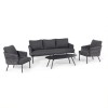 Maze Lounge Outdoor Marina Rope Weave Charcoal 3 Seat Sofa Set with Coffee Table