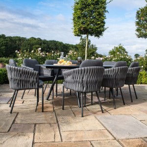 Maze Lounge Outdoor Fabric Marina Rope Weave Charcoal 8 Seat Oval Dining Set
