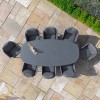 Maze Lounge Outdoor Fabric Marina Rope Weave Charcoal 8 Seat Oval Dining Set