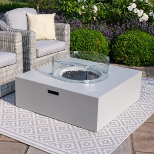 Maze Lounge Outdoor Furniture Pebble White 100cm Square Fire Pit Coffee Table