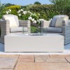 Maze Lounge Outdoor Furniture Pebble White Rectangular Fire Pit Coffee Table