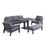 Maze Lounge Outdoor Fabric New York Grey 3 Seat Sofa Set with Rising Table