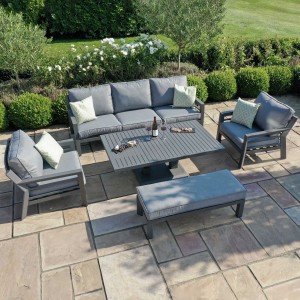 Maze Lounge Outdoor Fabric New York Grey 3 Seat Sofa Set with Rising Table ALU-NY-403510-R Maze Lounge Outdoor Fabric New York Grey 3 Seat Sofa Set with Rising Table