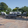 Maze Lounge Outdoor Fabric New York Grey 3 Seat Sofa Set with Rising Table