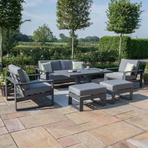 Maze Lounge Outdoor Furniture Amalfi Grey 2 Seat Sofa Set With Rising Table