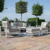 Maze Lounge Outdoor Amalfi Aluminium White 2 Seat Sofa Set With Rectangular Rising Table