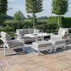 Maze Lounge Outdoor Amalfi Aluminium White 2 Seat Sofa Set With Rectangular Rising Table