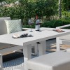 Maze Lounge Outdoor Amalfi Aluminium White 2 Seat Sofa Set With Rectangular Rising Table
