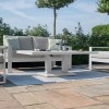 Maze Lounge Outdoor Amalfi Aluminium White 2 Seat Sofa Set With Rectangular Rising Table