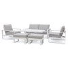 Maze Lounge Outdoor Amalfi Aluminium White 2 Seat Sofa Set With Rectangular Rising Table