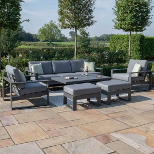 Maze Lounge Outdoor Furniture Amalfi Grey 3 Seat Sofa Set With Rising Table