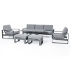 Maze Lounge Outdoor Furniture Amalfi Grey 3 Seat Sofa Set With Rising Table