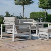 Maze Lounge Outdoor Furniture Amalfi White 3 Seat Sofa Set With Rising Table