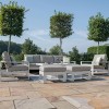 Maze Lounge Outdoor Furniture Amalfi White 3 Seat Sofa Set With Rising Table