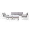 Maze Lounge Outdoor Furniture Amalfi White 3 Seat Sofa Set With Rising Table