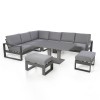 Maze Lounge Outdoor Amalfi Aluminium Grey Large Corner Dining Set with Rectangular Rising Table and Footstools