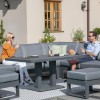 Maze Lounge Outdoor Amalfi Aluminium Grey Large Corner Dining Set with Rectangular Rising Table and Footstools