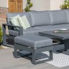 Maze Lounge Outdoor Amalfi Aluminium Grey Large Corner Dining Set with Rectangular Rising Table and Footstools