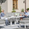 Maze Lounge Outdoor Furniture Amalfi White Large Corner Dining Set with Rectangular Rising Table and Footstools