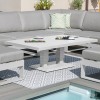 Maze Lounge Outdoor Furniture Amalfi White Large Corner Dining Set with Rectangular Rising Table and Footstools