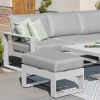 Maze Lounge Outdoor Furniture Amalfi White Large Corner Dining Set with Rectangular Rising Table and Footstools