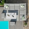 Maze Lounge Outdoor Furniture Amalfi White Large Corner Dining Set with Rectangular Rising Table and Footstools