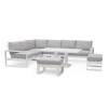 Maze Lounge Outdoor Furniture Amalfi White Large Corner Dining Set with Rectangular Rising Table and Footstools