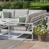 Maze Lounge Outdoor Furniture Amalfi White Small Corner Dining with Square Rising Table and Footstools