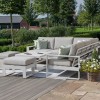 Maze Lounge Outdoor Furniture Amalfi White Small Corner Dining with Square Rising Table and Footstools