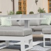 Maze Lounge Outdoor Furniture Amalfi White Small Corner Dining with Square Rising Table and Footstools