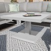 Maze Lounge Outdoor Furniture Amalfi White Small Corner Dining with Square Rising Table and Footstools