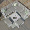 Maze Lounge Outdoor Furniture Amalfi White Small Corner Dining with Square Rising Table and Footstools