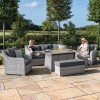 Maze Rattan Garden Furniture Ascot Grey 3 Seat Sofa Dining Set with Fire Pit