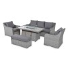 Maze Rattan Garden Furniture Ascot Grey 3 Seat Sofa Dining Set with Fire Pit