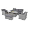 Maze Rattan Garden Furniture Ascot Grey 3 Seat Sofa Dining Set with Fire Pit