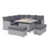 Maze Rattan Garden Furniture Ascot Grey Deluxe Corner Dining Set with Fire Pit Table