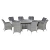 Maze Rattan Garden Furniture Ascot Grey 8 Seat Oval Fire Pit Dining Set