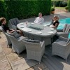 Maze Rattan Garden Furniture Ascot Grey 8 Seat Oval Fire Pit Dining Set