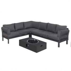 Maze Lounge Outdoor Fabric Oslo Charcoal Corner Group with Rectangular Gas Fire Pit Table Maze Lounge Outdoor Fabric Oslo Charcoal Corner Group with Rectangular Gas Fire Pit Table