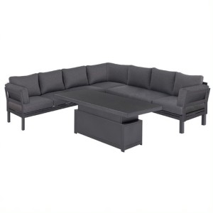 Maze Lounge Outdoor Fabric Oslo Charcoal Large Corner Group Sofa with Rising Table Maze Lounge Outdoor Fabric Oslo Charcoal Large Corner Group Sofa with Rising Table